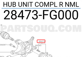 Subaru 28473FG000 HUB UNIT COMPL R NML