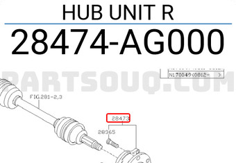Subaru 28474AG000 HUB UNIT R