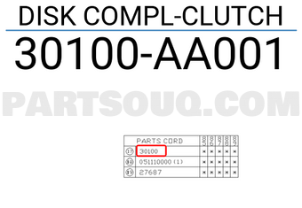 Subaru 30100AA001 DISK COMPL-CLUTCH