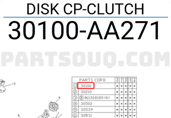 Subaru 30100AA271 DISK CP-CLUTCH