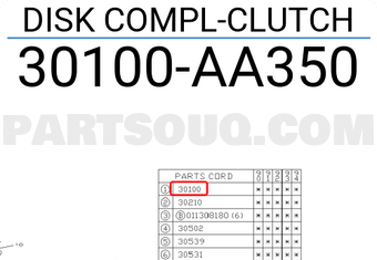 Subaru 30100AA350 DISK COMPL-CLUTCH