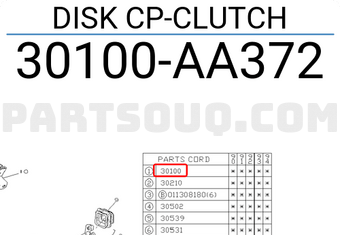Subaru 30100AA372 DISK CP-CLUTCH