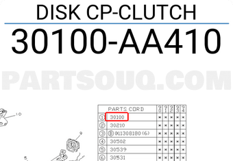 Subaru 30100AA410 DISK CP-CLUTCH
