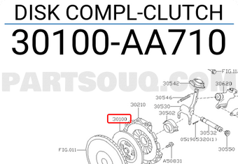 Subaru 30100AA710 DISK COMPL-CLUTCH