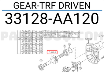 Subaru 33128AA120 GEAR-TRF DRIVEN