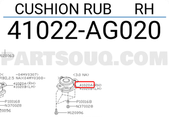 Subaru 41022AG020 CUSHION RUB RH