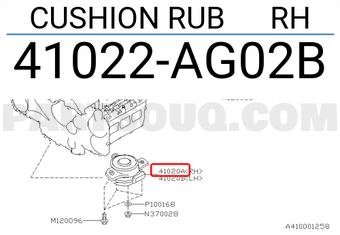 Subaru 41022AG02B CUSHION RUB RH