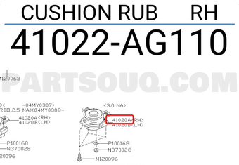 Subaru 41022AG110 CUSHION RUB RH