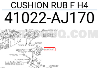 Subaru 41022AJ170 CUSHION RUB F H4