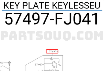 Subaru 57497FJ041 KEY PLATE KEYLESSEU