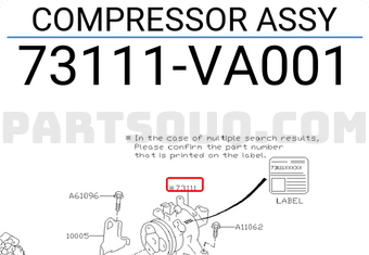 Subaru 73111VA001 COMPRESSOR ASSY