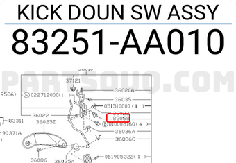 Subaru 83251AA010 KICK DOUN SW ASSY