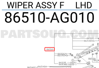 Subaru 86510AG010 WIPER ASSY F LHD