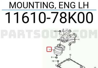 Suzuki 1161078K00 MOUNTING, ENG LH