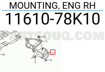 Suzuki 1161078K10 MOUNTING, ENG RH