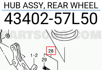Suzuki 4340257L50 HUB ASSY, REAR WHEEL