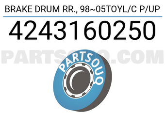 TOP 4243160250 BRAKE DRUM RR., 98~05TOYL/C P/UP