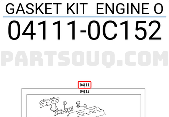 Toyota 041110C152 GASKET KIT ENGINE O