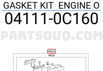 Toyota 041110C160 GASKET KIT ENGINE O