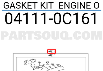 Toyota 041110C161 GASKET KIT ENGINE O