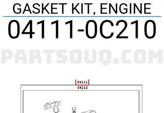 Toyota 041110C210 GASKET KIT, ENGINE