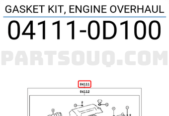 Toyota 041110D100 GASKET KIT, ENGINE OVERHAUL