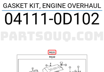 Toyota 041110D102 GASKET KIT, ENGINE OVERHAUL