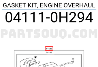 Toyota 041110H294 GASKET KIT, ENGINE OVERHAUL