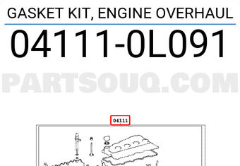 Toyota 041110L091 GASKET KIT, ENGINE OVERHAUL