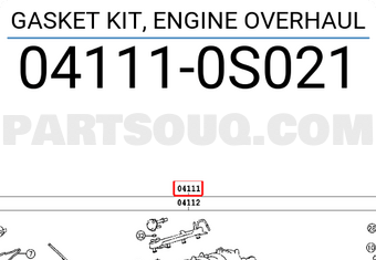 Toyota 041110S021 GASKET KIT, ENGINE OVERHAUL