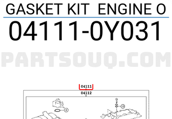 Toyota 041110Y031 GASKET KIT ENGINE O