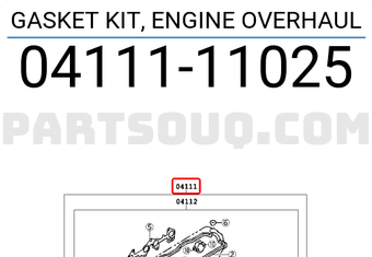 Toyota 0411111025 GASKET KIT, ENGINE OVERHAUL
