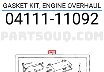 Toyota 0411111092 GASKET KIT, ENGINE OVERHAUL