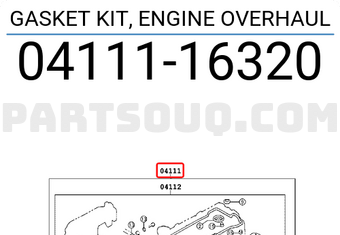 Toyota 0411116320 GASKET KIT, ENGINE OVERHAUL