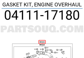 Toyota 0411117180 GASKET KIT, ENGINE OVERHAUL