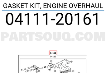 Toyota 0411120161 GASKET KIT, ENGINE OVERHAUL