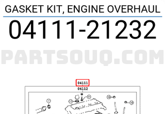 Toyota 0411121232 GASKET KIT, ENGINE OVERHAUL