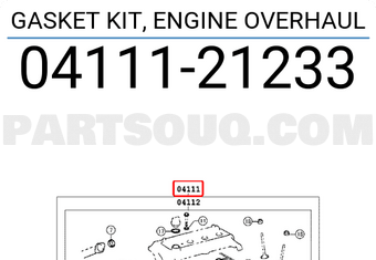 Toyota 0411121233 GASKET KIT, ENGINE OVERHAUL