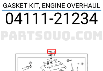 Toyota 0411121234 GASKET KIT, ENGINE OVERHAUL