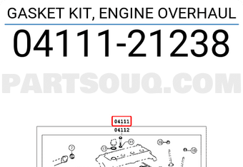 Toyota 0411121238 GASKET KIT, ENGINE OVERHAUL