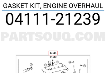 Toyota 0411121239 GASKET KIT, ENGINE OVERHAUL