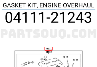 Toyota 0411121243 GASKET KIT, ENGINE OVERHAUL