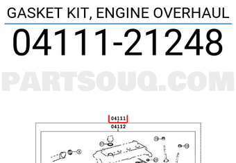 Toyota 0411121248 GASKET KIT, ENGINE OVERHAUL