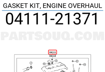 Toyota 0411121371 GASKET KIT, ENGINE OVERHAUL