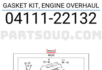Toyota 0411122132 GASKET KIT, ENGINE OVERHAUL