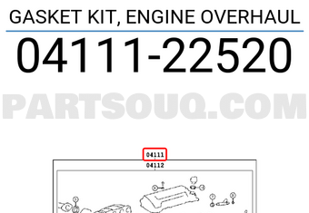 Toyota 0411122520 GASKET KIT, ENGINE OVERHAUL