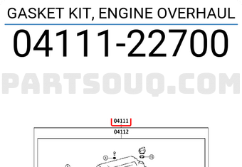Toyota 0411122700 GASKET KIT, ENGINE OVERHAUL