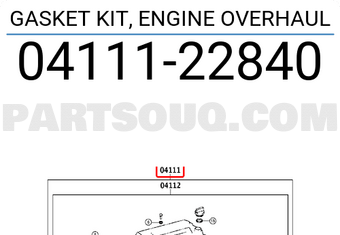 Toyota 0411122840 GASKET KIT, ENGINE OVERHAUL