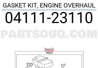 Toyota 0411123110 GASKET KIT, ENGINE OVERHAUL