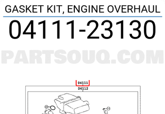 Toyota 0411123130 GASKET KIT, ENGINE OVERHAUL